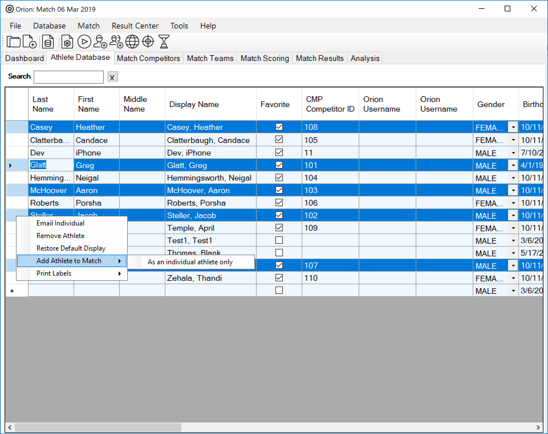 AddMultipleAthletesToMatch