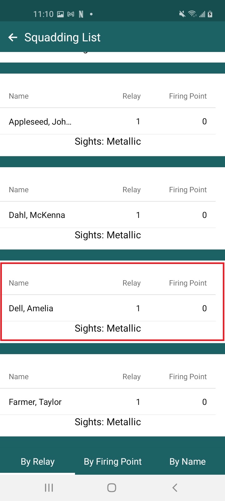 SquaddingList Athlete circled