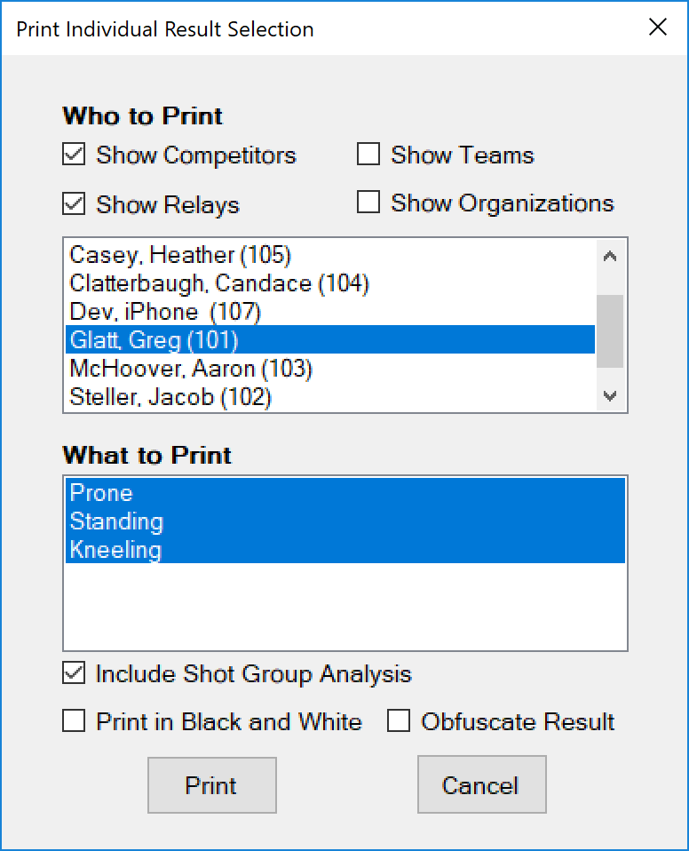 PrintIndividualResultSelection